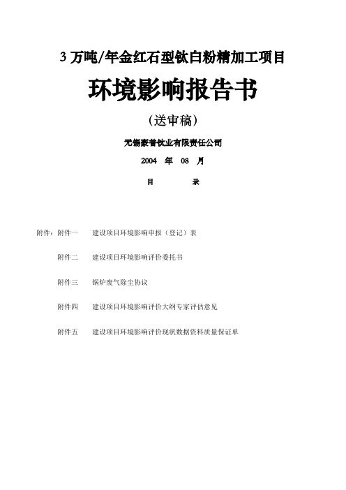 万吨年金红石型钛白粉精加工项目环境影响报告书