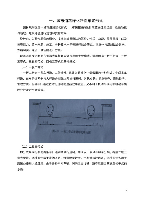 城市道路绿化断面布置形式