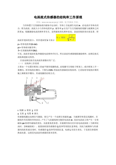 电涡流式传感器的结构和工作原理