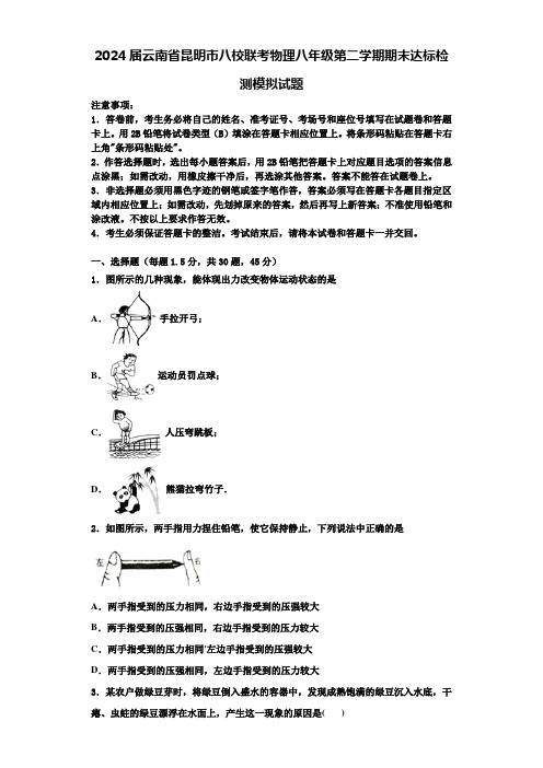 2024届云南省昆明市八校联考物理八年级第二学期期末达标检测模拟试题含解析