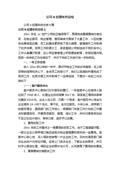 公司it经理年终总结