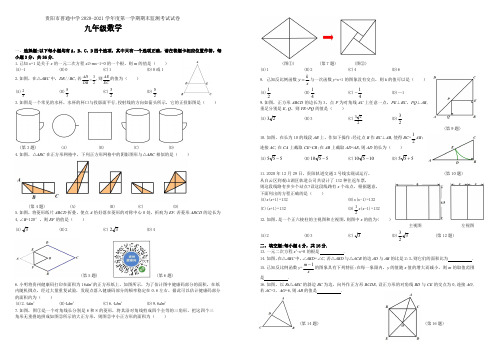 2020-2021学年 贵阳市普通中学 '九年级上' 期末数学试卷及答案