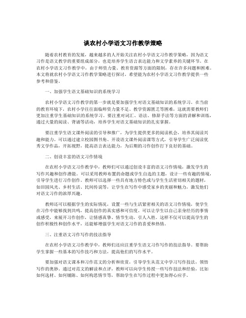 谈农村小学语文习作教学策略