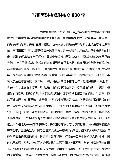 当我面对抉择时作文800字