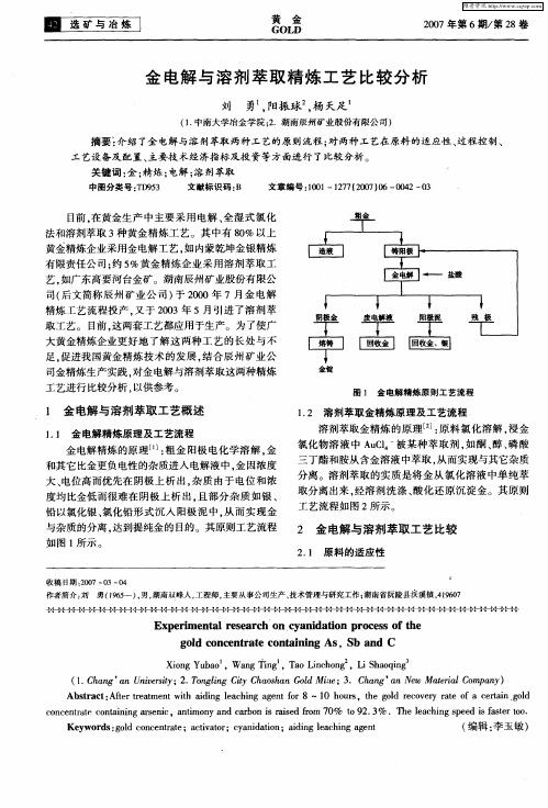 金电解与溶剂萃取精炼工艺比较分析