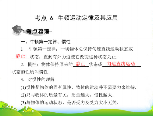 高中物理学业水平测试 专题二 考点6 牛顿运动定律及其应用配套课件