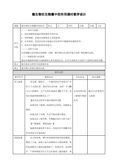 5.4 微生物在生物圈中的作用（教案）