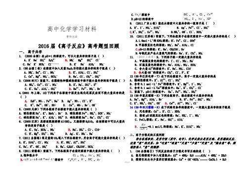 腾冲八中《离子反应》高考题型回顾.docx