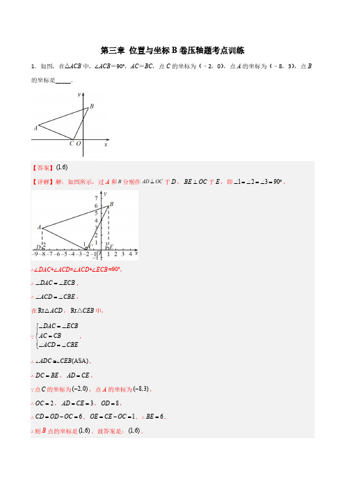 第三章 位置与坐标B卷压轴题考点训练(解析版)