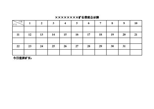 矿长带班公示牌