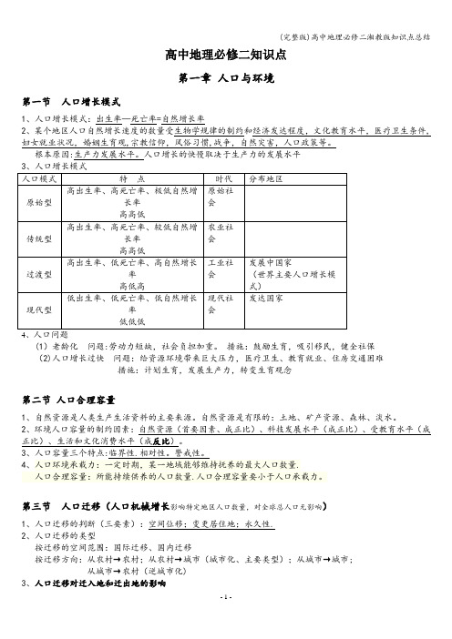 (完整版)高中地理必修二湘教版知识点总结