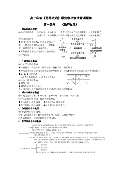 高二年级学业水平测试复习资料