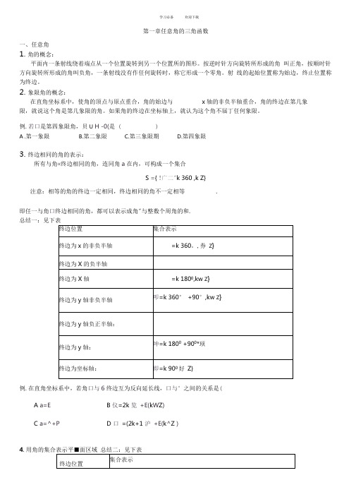 人教版数学必修四三角函数复习终稿