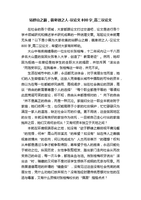 站群山之巅，藐卑微之人-议论文800字_高二议论文