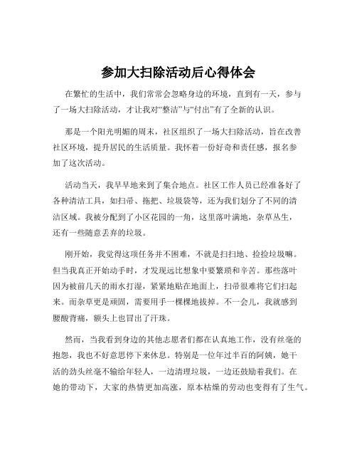 参加大扫除活动后心得体会