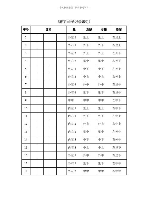 理疗日程记录表