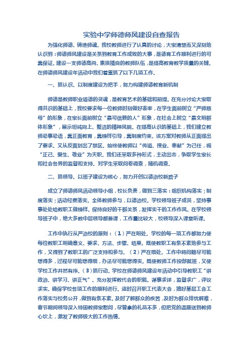 实验中学师德师风建设自查报告