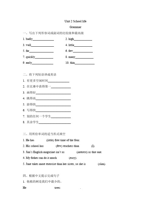 Unit 2 Grammar课时练习 牛津译林版英语八年级上册(含答案)