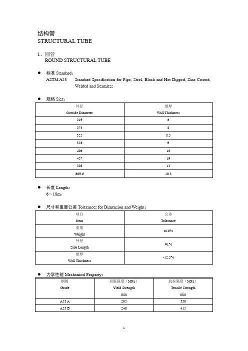 尺寸和重量公差Tolerances