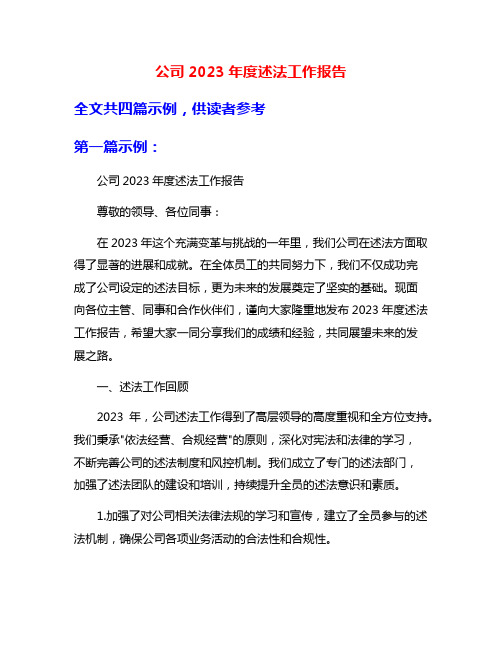 公司2023年度述法工作报告