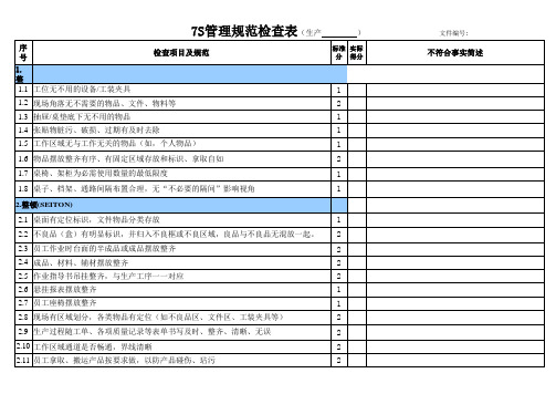 7S管理检查表-生产