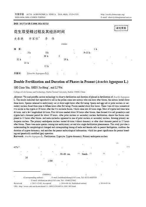 花生双受精过程及其经历时间