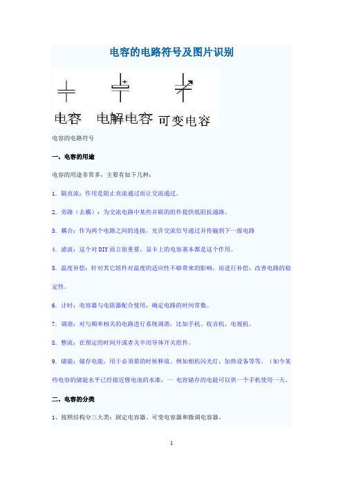 电容的电路符号及图片识别