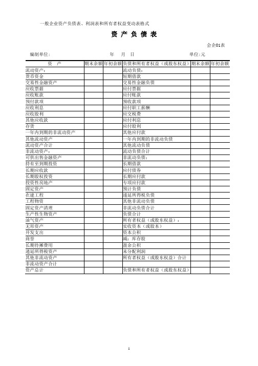 一般企业财务报表