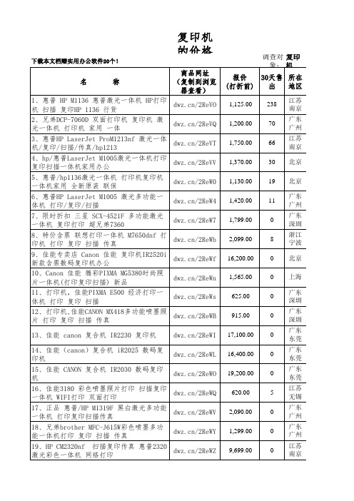 复印机的价格