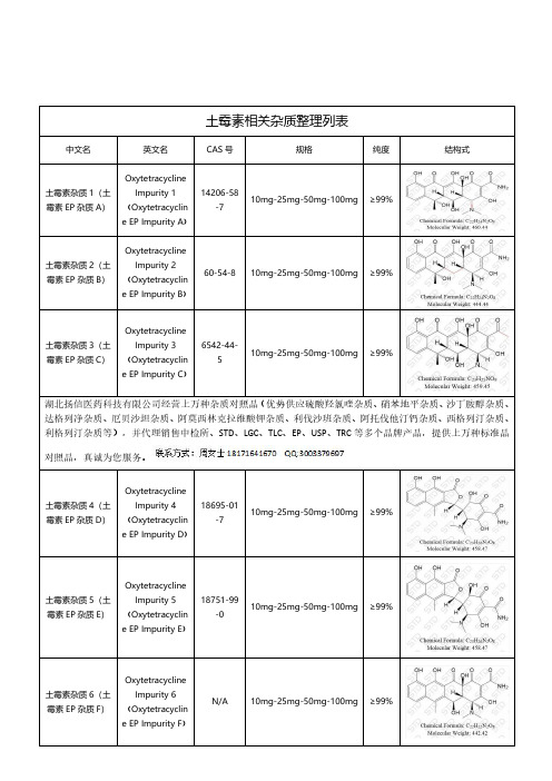 土霉素杂质整理