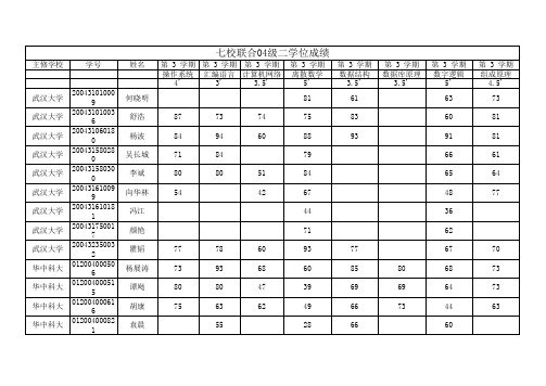 华中科技大学2004级计算机科学与技术专业成绩总表