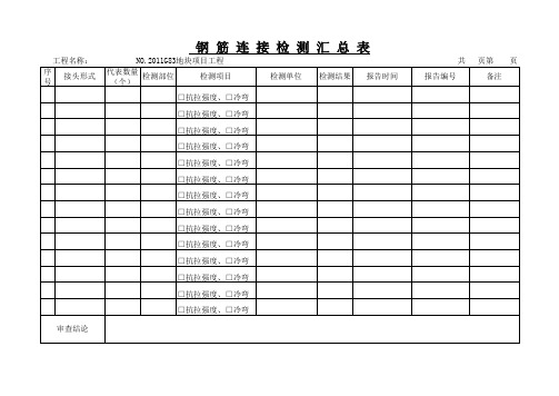 钢筋机械连接检测汇总表