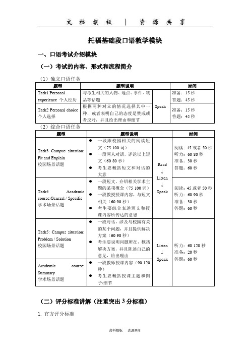 课程资料：托福基础段口语教学模块-雪璐