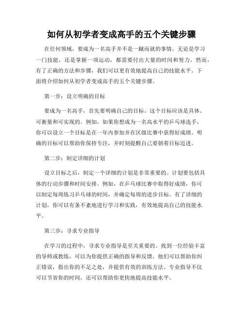 如何从初学者变成高手的五个关键步骤