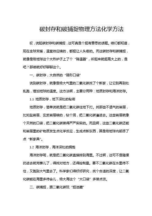 碳封存和碳捕捉物理方法化学方法