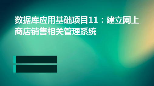 数据库应用基础项目11建立网上商店销售相关管理系统