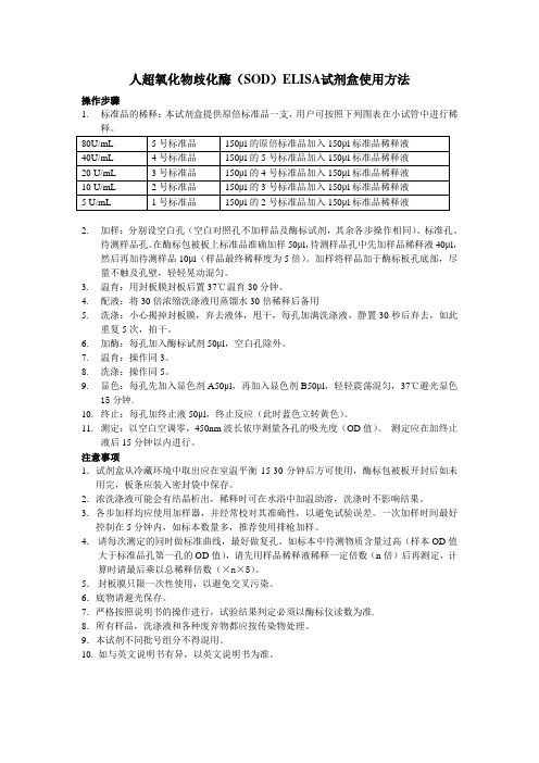 人超氧化物歧化酶SODELISA试剂盒使用方法