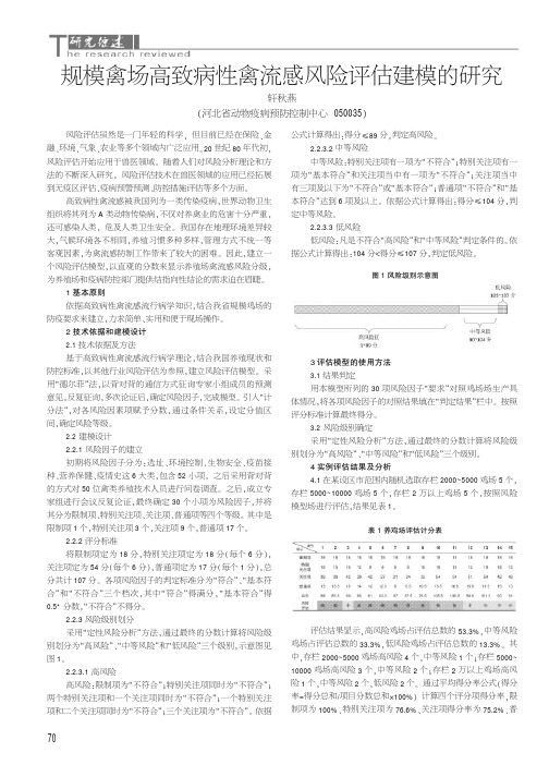 规模禽场高致病性禽流感风险评估建模的研究