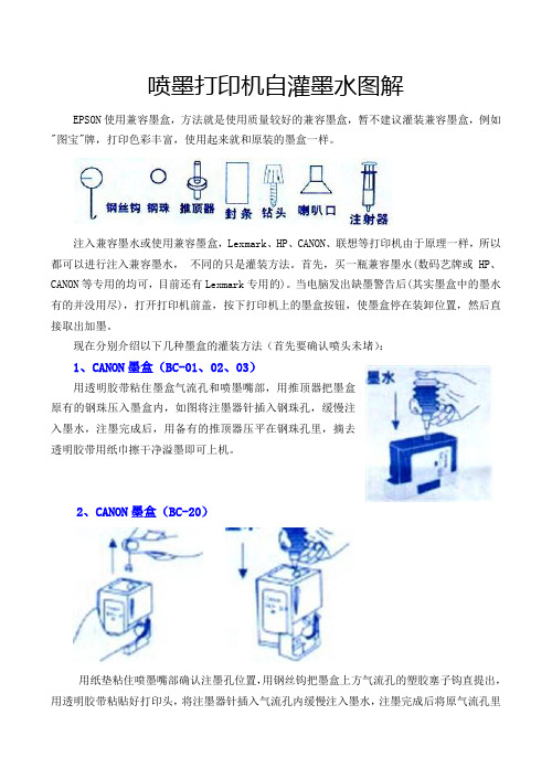 佳能喷墨打印机自灌墨水图解