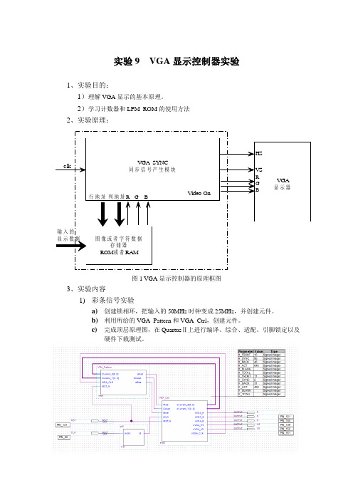 实验9  VGA显示控制器实验