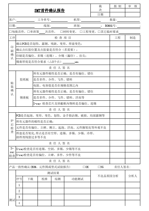 smt首件确认报告