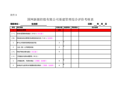 基建管理综合评价考核表1