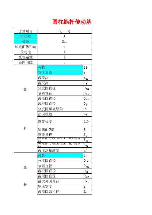 蜗杆传动基本尺寸计算公式