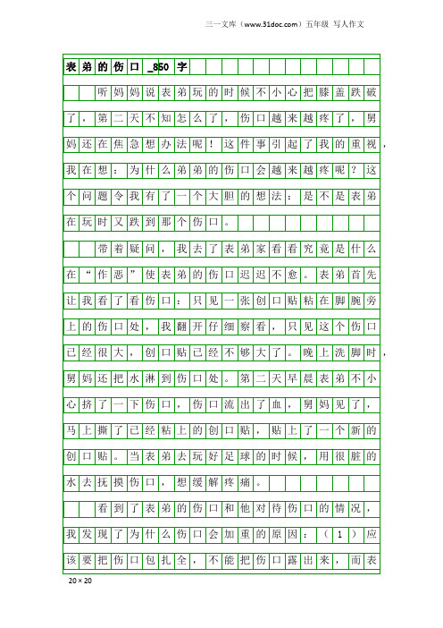 五年级写人作文：表弟的伤口_850字