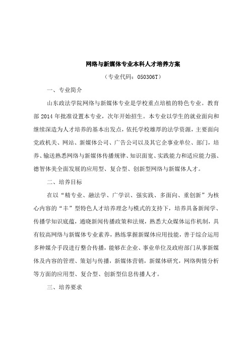 网络与新媒体专业本科人才培养方案 .doc