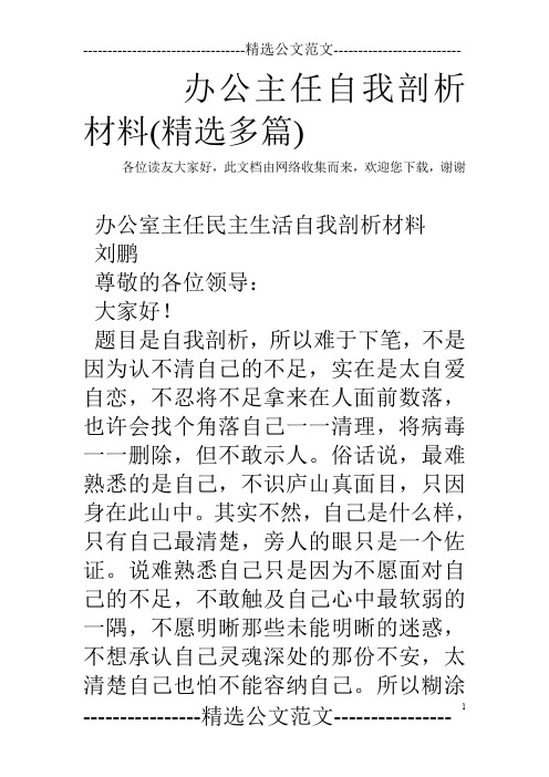 办公主任自我剖析材料(精选多篇)