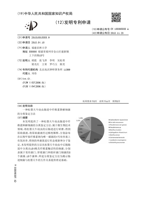 一种松墨天牛幼虫肠道中纤维素降解细菌的分离鉴定方法[发明专利]