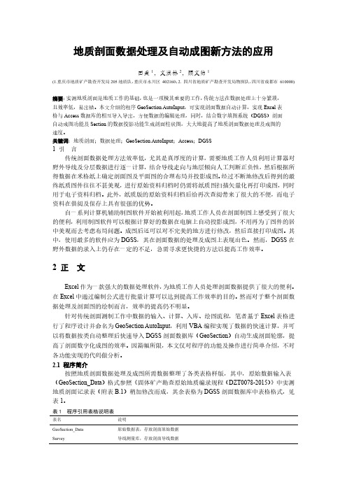 地质剖面数据处理及自动成图新方法的应用(全稿)