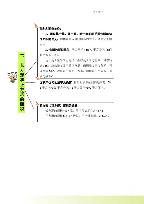 三年级数学下册教材梳理空间与图形二长方形和正方形的面积西师大版