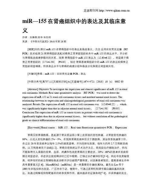 miR—155在肾癌组织中的表达及其临床意义